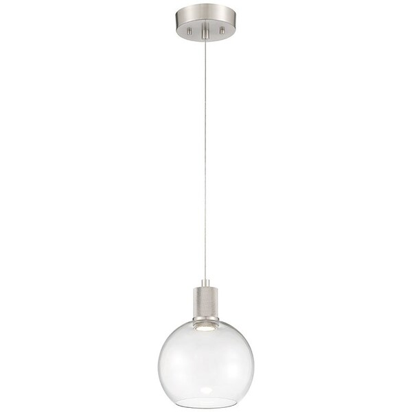 Access Lighting Port Nine Burgundy, Burgundy LED Pendant, Brushed Steel Finish, Clear Glass 63142LEDD-BS/CLR - main